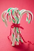 Several candy canes tied together