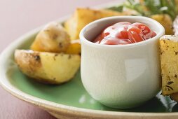 Ketchup and roast potatoes (to serve with steak)