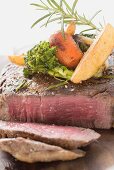 Sirloin steak with vegetables and rosemary