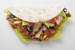 Taco mit Hähnchen (Draufsicht)