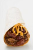 Burrito with chili con carne and cheese