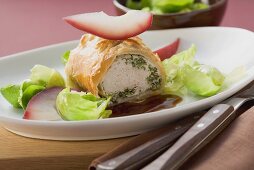 Turkey fillet with herb stuffing en croute