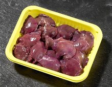 Chicken livers in plastic container