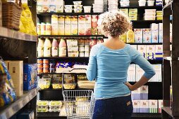 Woman in supermarket (Sweden)
