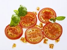 Tomato slices and basil