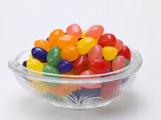 Assorted jelly beans in glass dish
