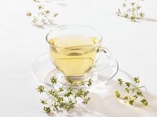 Fennel tea in a glass cup