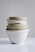 Assorted ceramic basins, stacked