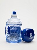 Bottle of water and hand weight