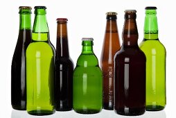 Various types of beer in bottles