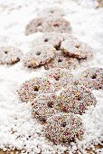 Chocolate rings with sprinkles (Christmas)