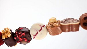Row of assorted chocolates