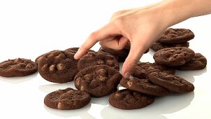 Chocolate Chip Cookies, Hand entnimmt einen Cookie