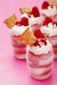 Raspberry ice cream in glass
