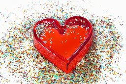 Heart mould and sprinkles