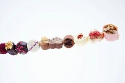 Row of assorted chocolates
