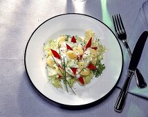 Trennkost (KH): Kartoffelsalat mit Gurke, Paprika, Schafskaese