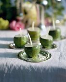 Lime shells filled with wax and wick on table