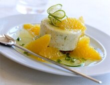 Marinated lime mousse on white plate