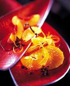 Gewürzte Honig-Orangen close up