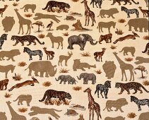 Stoff 'Serengeti' mit Motiven afrikanischer Tiere