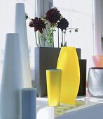 Schlichte, zeitlose Vasen stehen dekorativ auf der Fensterbank
