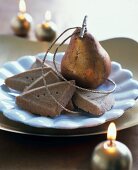 Espresso shortbread cookies on plate