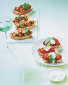 Crostini mit Pilzen und Fontina, Bruschetta mit Ofentomaten