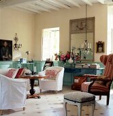 View of living room with antique and modern