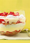 Erdbeer - Rhabarber - Trifle in Schüssel in Schichten