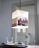 Embellished simple rectangular pendant lamp with photos