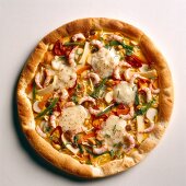 Pizza with mozzarella on white background