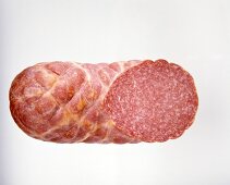 Close-up of wiltmann salami on white background