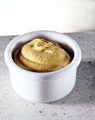 Close-up of pepper and mustard paste in ceramic bowl