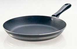 Close-up of shallow frying pan on white background
