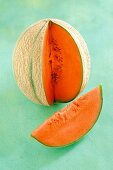 Cantaloup-Melone, aufgeschnitten 