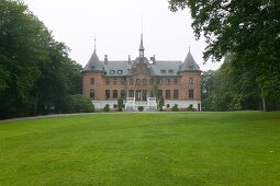 View of Sofiero castle and lawn in Helsingborg, Skane, Sweden