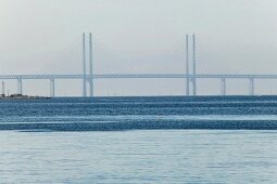 View of sea and Oresund bridge connecting Sweden and Denmark