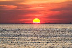 Beautiful sunset over Oresund strait, Malmo, Sweden