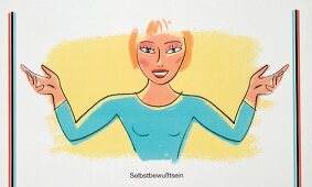 Illustration of woman spreading hers arms, smiling