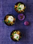 Warm lentil salad with roasted goat's cheese