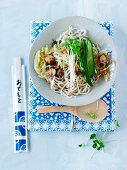 Fried noodles with a cucumber medley
