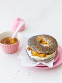 A ricotta bagel with orange and date confiture