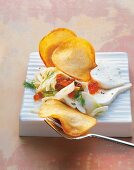 Potato ravioli with trout mousse and fennel salad