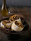 Onion pastry in bowl with stand