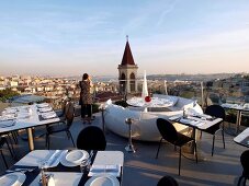 View of city from rooftop of Restaurant 360, Istanbul, Turkey