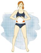 Illustration - Uebung: Armpresse Frau in Badeanzug