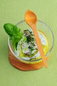 Yoghurt and mustard dressing with herbs