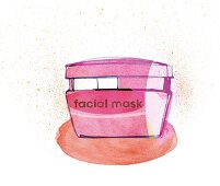 Illustration: facial mask, Tiegel 