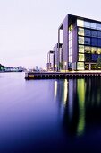 Low angle view of modern architecture in Christianshavn, Copenhagen, Denmark